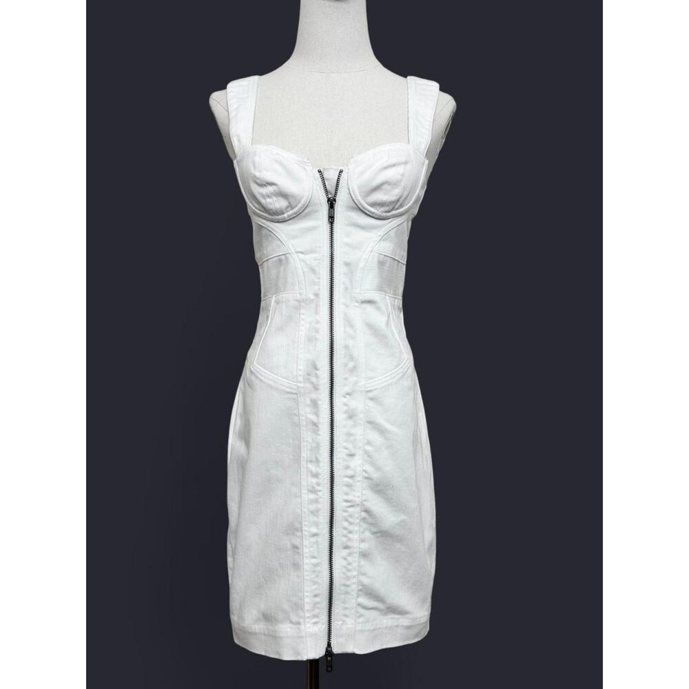 LONDON JEAN / Victoria's Secret Bodycon Denim Zipper Corset Bustier Mini Dress